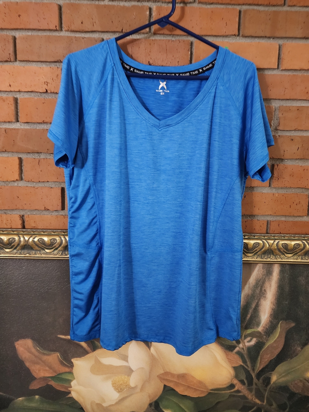 Game Time Women's Blue V-Neck Athletic Jersey